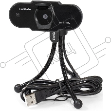 Веб-камера ExeGate BlackView C615 1920x1080, 30 кадр/с, USB Type-A, микрофон (шумоподавление), шторка приватности, универсальное крепление, штатив в комплекте
