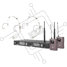 Радиосистема ITC T-521US UHF двухканальная радиосистема с двумя головными микрофонами, LCD дисплей, частотный диапазон 470-510 MHz.