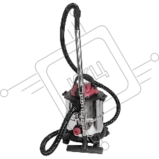 Строительный пылесос Pioneer VC286C серебристый с красным, 1400 Вт, уборка сухая/влажная, пылесборник контейнер, 20 л