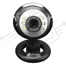 Веб-камера OKLICK OK-C8825 640x480, 30 кадр/с, USB Type-A, микрофон, черный/белый