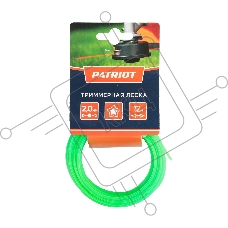 Леска PATRIOT D 2,0 мм L 12 м (звезда, зеленая) 200-12-3, картонный подвес