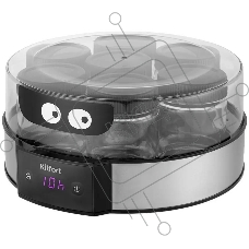 Йогуртница Kitfort КТ-6295 20Вт 7б. 190мл упр.:электрон. серебристый/черный