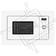 Микроволновая печь встраиваемая MONSHER 201 W 20 л, 800-1250 Вт, гриль, 8 программ, белый