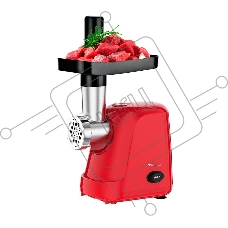 Мясорубка электрическая KELLI KL-5007 красный, 2400 Вт, 3.0 кг/мин, реверс, защита от перегрузки, насадки - 2
