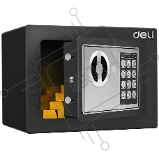 Сейф Deli ET510 230x 170x 170 мм, ключевой, электронный, черный/серебристый