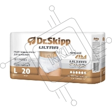 Подгузники-трусы для взрослых Dr.Skipp Ultra, р-р L (100-140 см), 20 шт., 8094